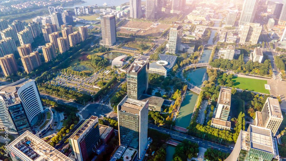 Aerial photography of Chinas Suzhou architectural landscape skyline