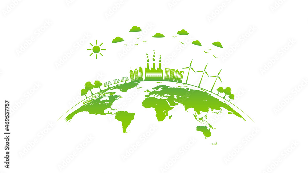地球上的绿色城市、世界环境和可持续发展理念的生态友好