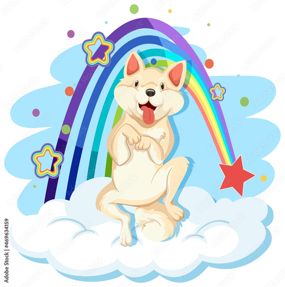 云上有彩虹的可爱狗