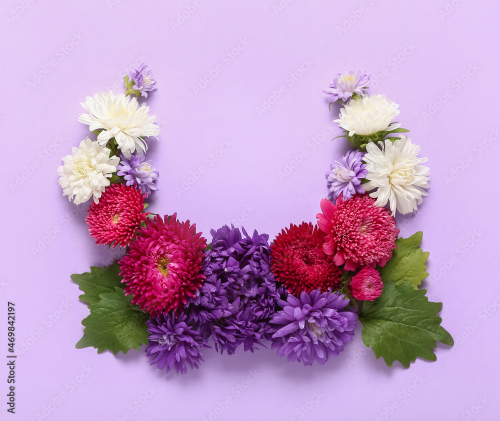 以紫丁香为背景的美丽紫荆花组成
