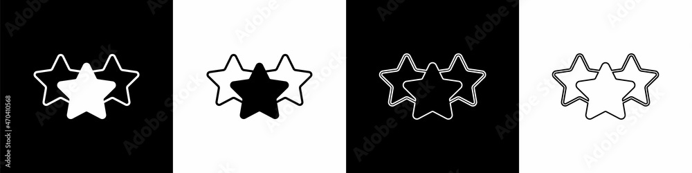 Set Five stars customer product rating review icon isolated on black and white background. Favorite,