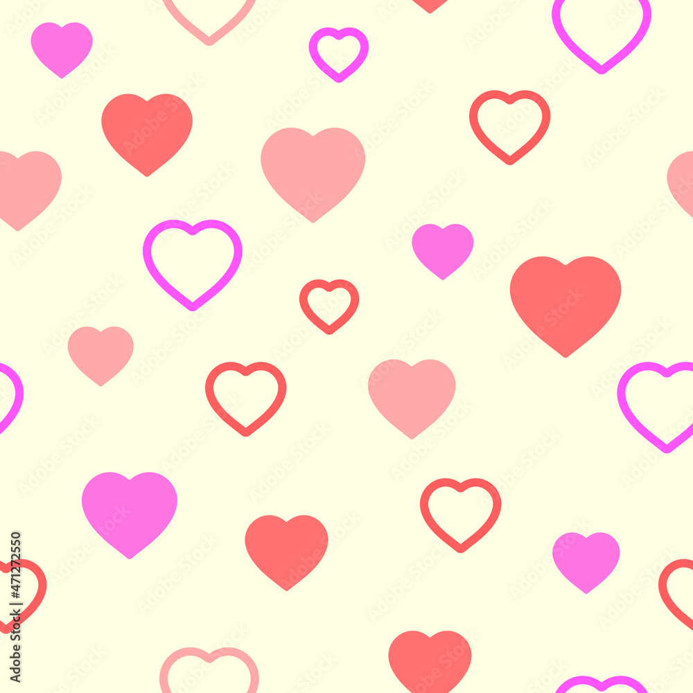 Seamless pattern with hearts, for backgrounds, gift wrapping, textures and holidays