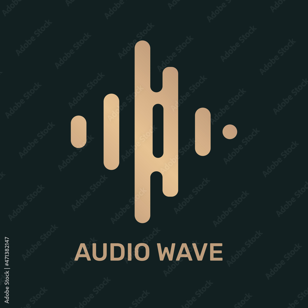 金色音频波标志矢量平面设计