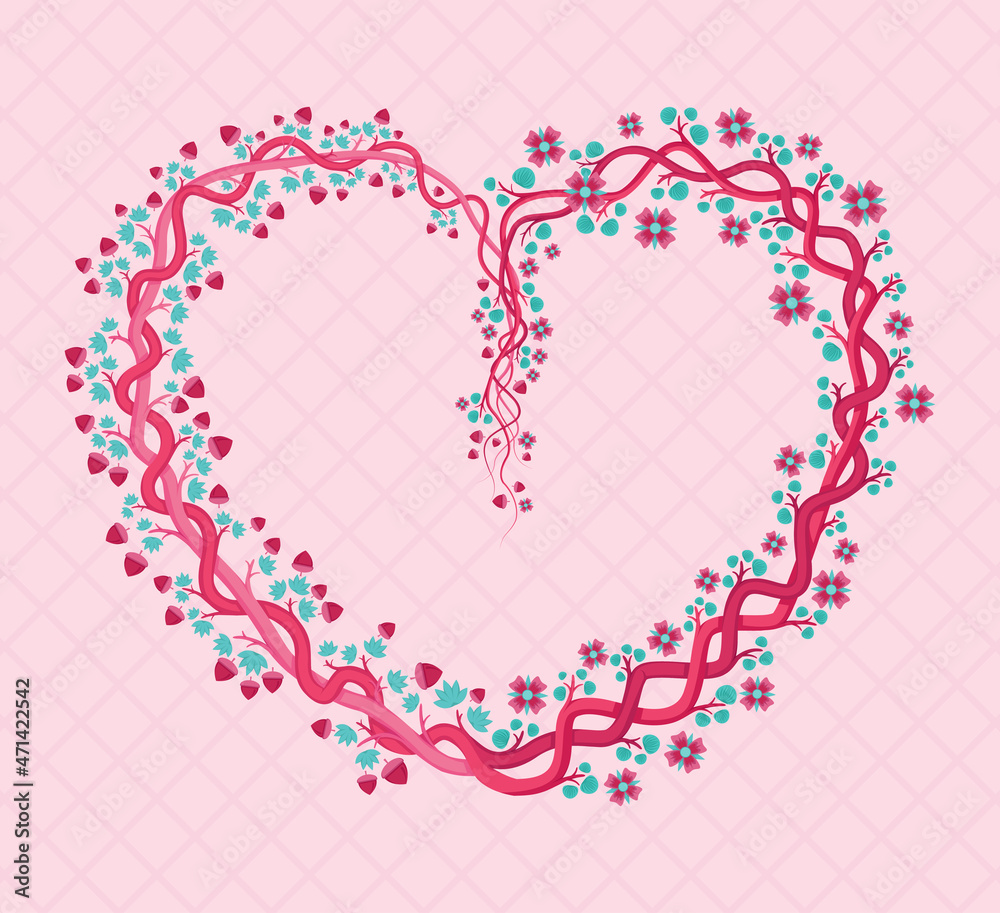 Pink Floral Heart Shaped With Feminine And Girly Shades. Can Be Used For Graduation Parties, Wedding