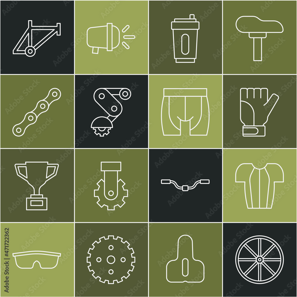 套装自行车轮子，自行车t恤，手套，运动水瓶，Deraileur自行车后部，c