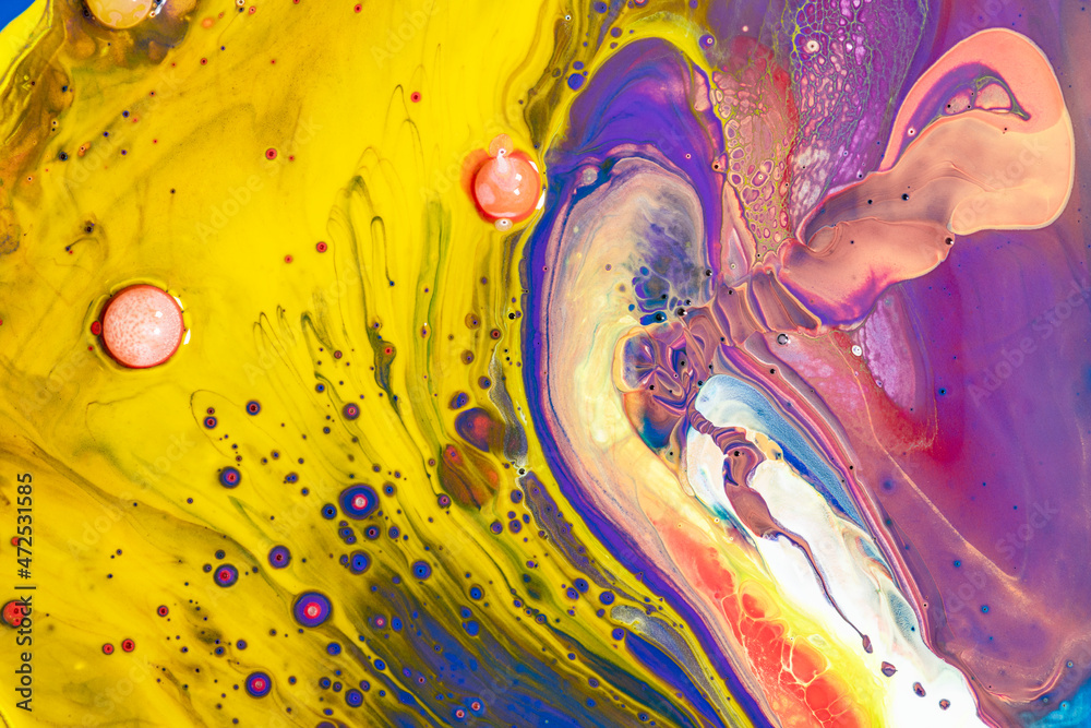 彩色液体大理石背景抽象流动纹理实验艺术