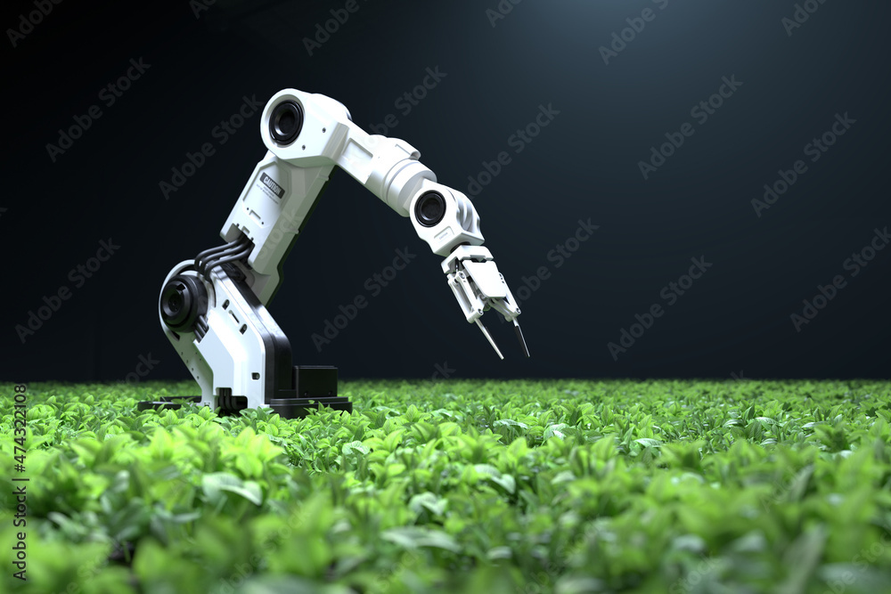 智能机器人农民概念，机器人农民，农业技术，农场自动化