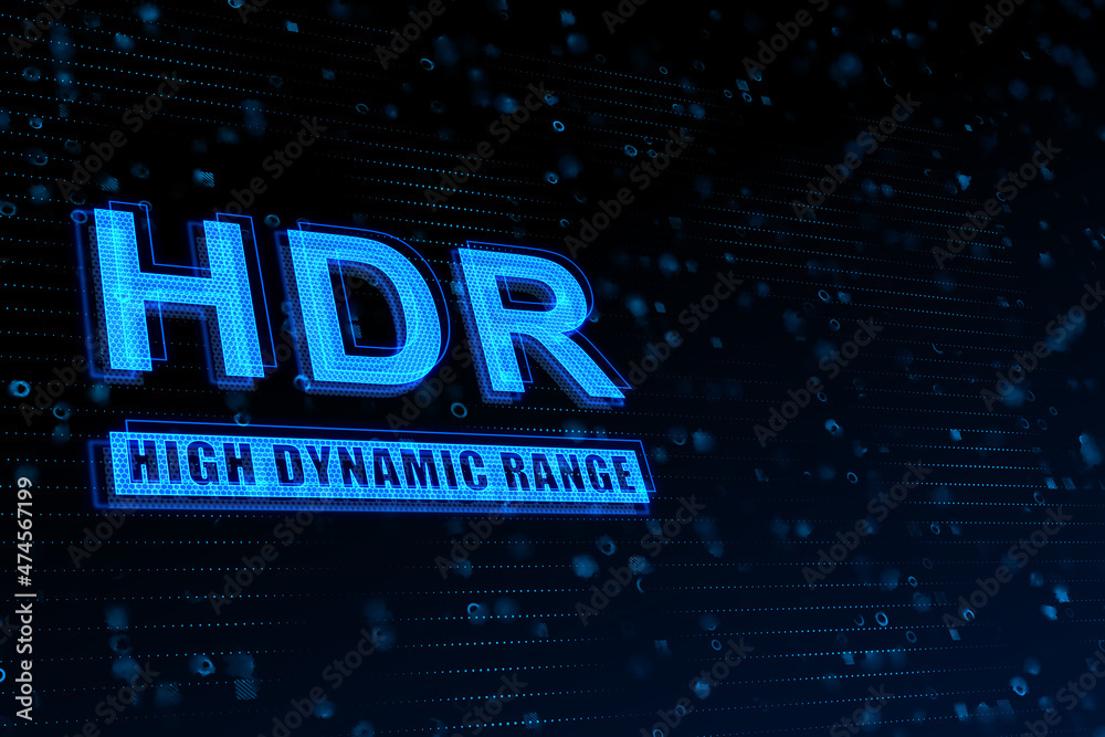 创意发光的蓝色HDR背景，带有实体模型。设计和信息概念。3D渲染