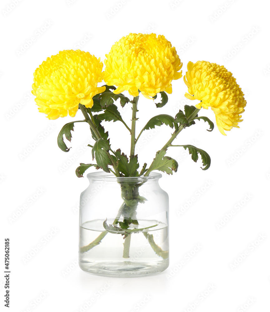 白底黄菊花花瓶