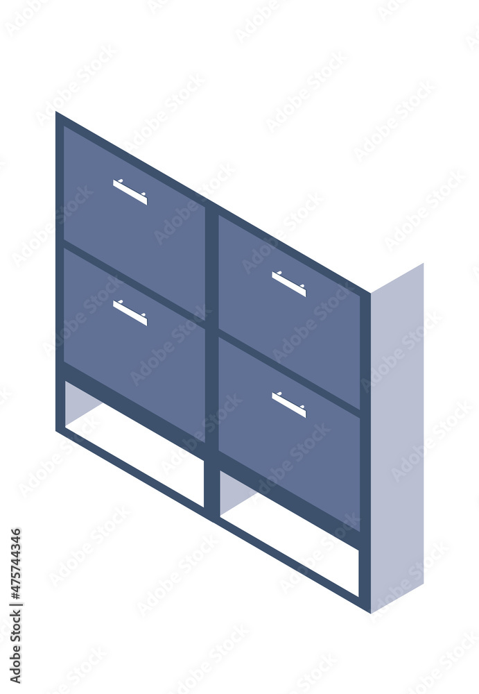 用于安全办公文件的元素家具箱。用于隔离办公室书籍的矢量家具箱，