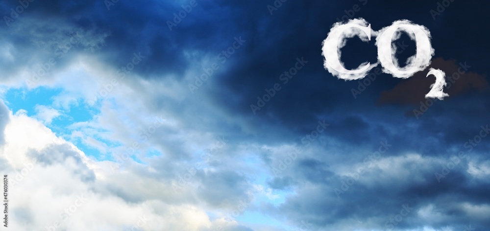 天空被二氧化碳污染了。云。碳捕获技术