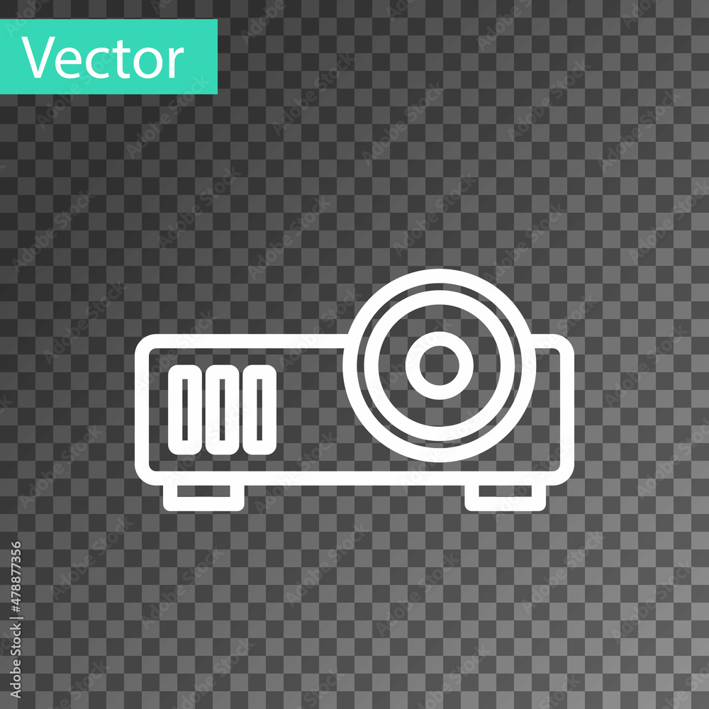 白线演示、电影、电影、媒体投影仪图标隔离在透明背景上。Vecto