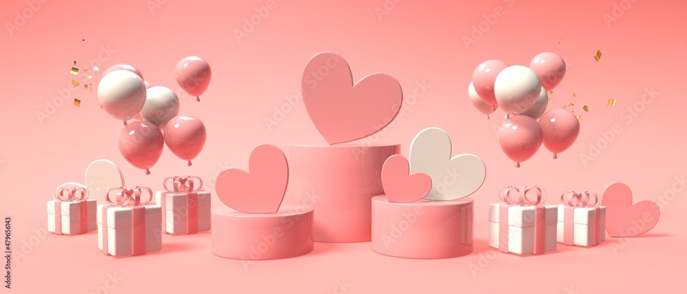 爱心礼盒-感恩与爱情主题-3D渲染