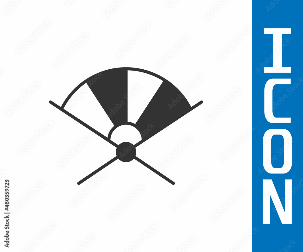 Grey Traditional paper chinese or japanese folding fan icon isolated on white background. Vector
