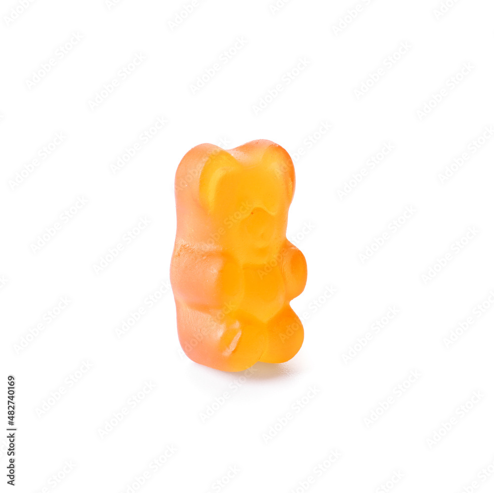 Tasty jelly bear on white background