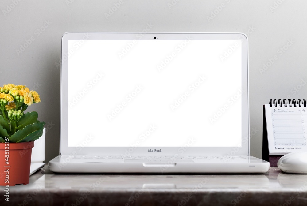 Blank screen On laptop. Beautiful concept for happy new year and christmas 2022