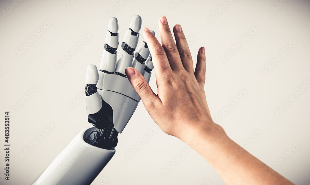 机器人的3D渲染人工智能AI研究和未来的半机械人开发