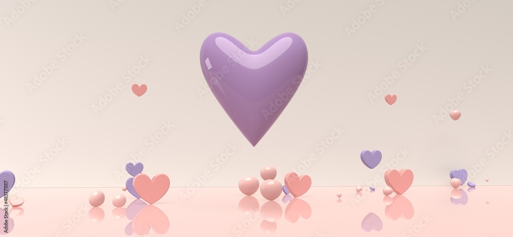 Hearts - Appreciation and love theme - 3D render illustration