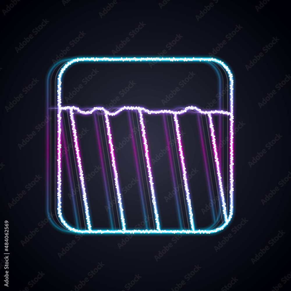 Glowing neon line Ground icon isolated on black background. Vector