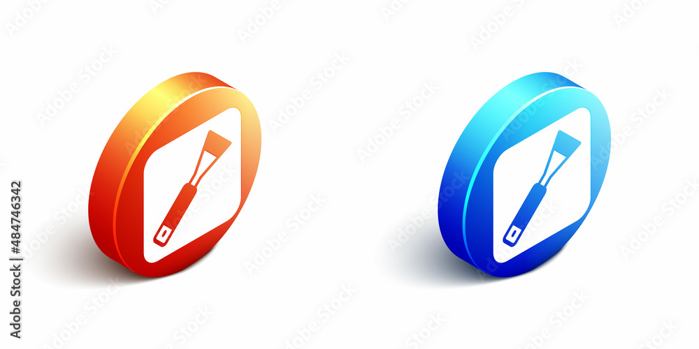 Isometric Paint brush icon isolated on white background. For the artist or for archaeologists and cl