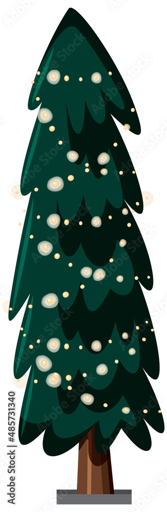 用节日彩灯装饰的独立圣诞树
