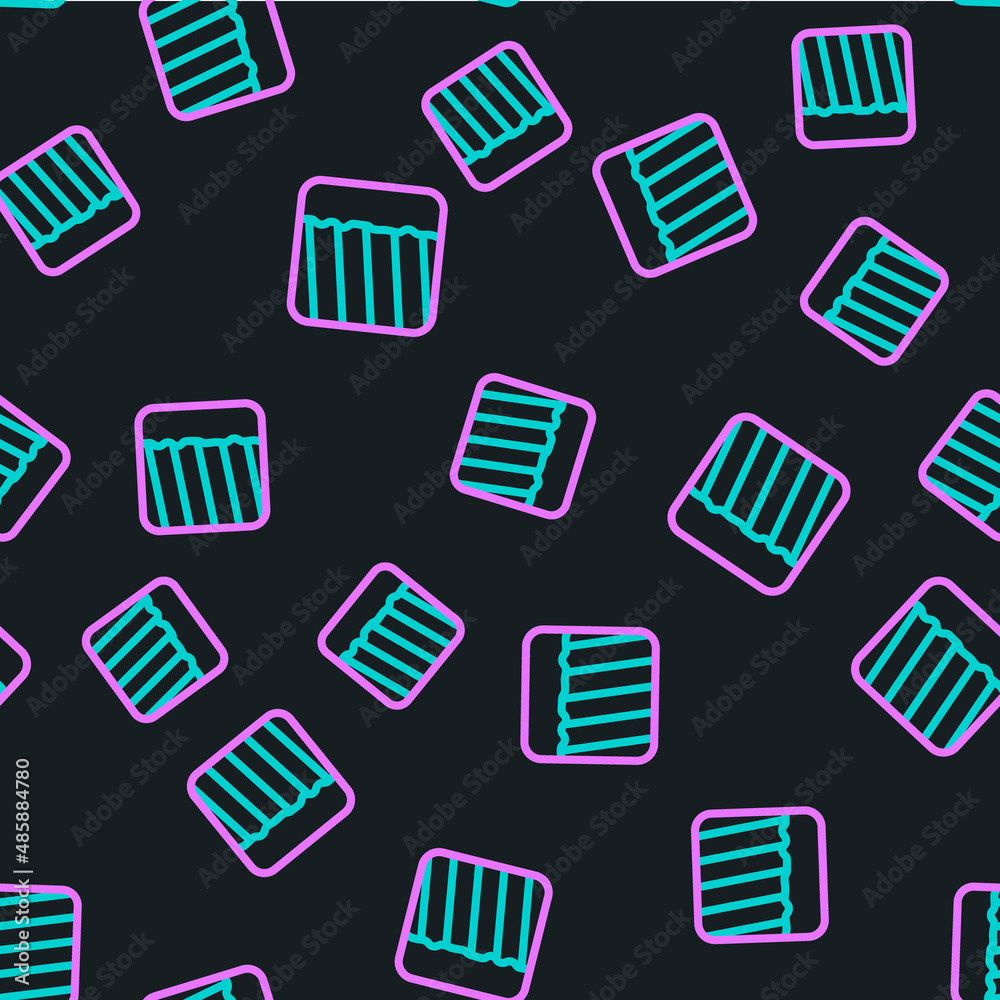 Line Ground icon isolated seamless pattern on black background. Vector