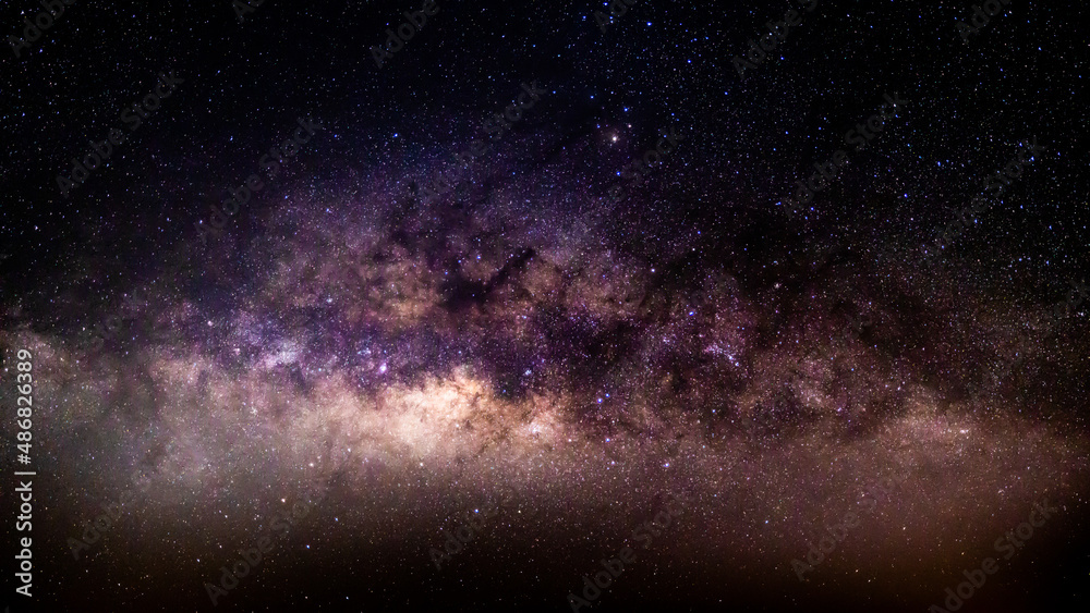 Milky way galaxy with star and space dust in the universe and deep night sky planet background, Nigh