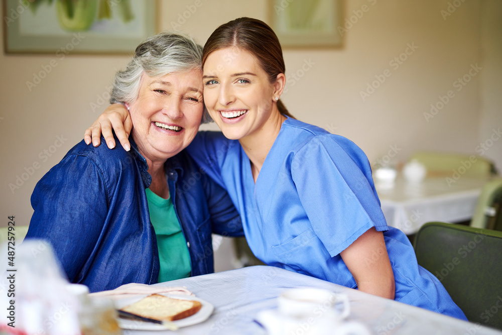 Shes my favourite patient. Shot of a resident and a nurse at a retirement home.