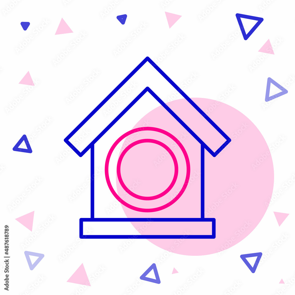 Line Dog house icon isolated on white background. Dog kennel. Colorful outline concept. Vector