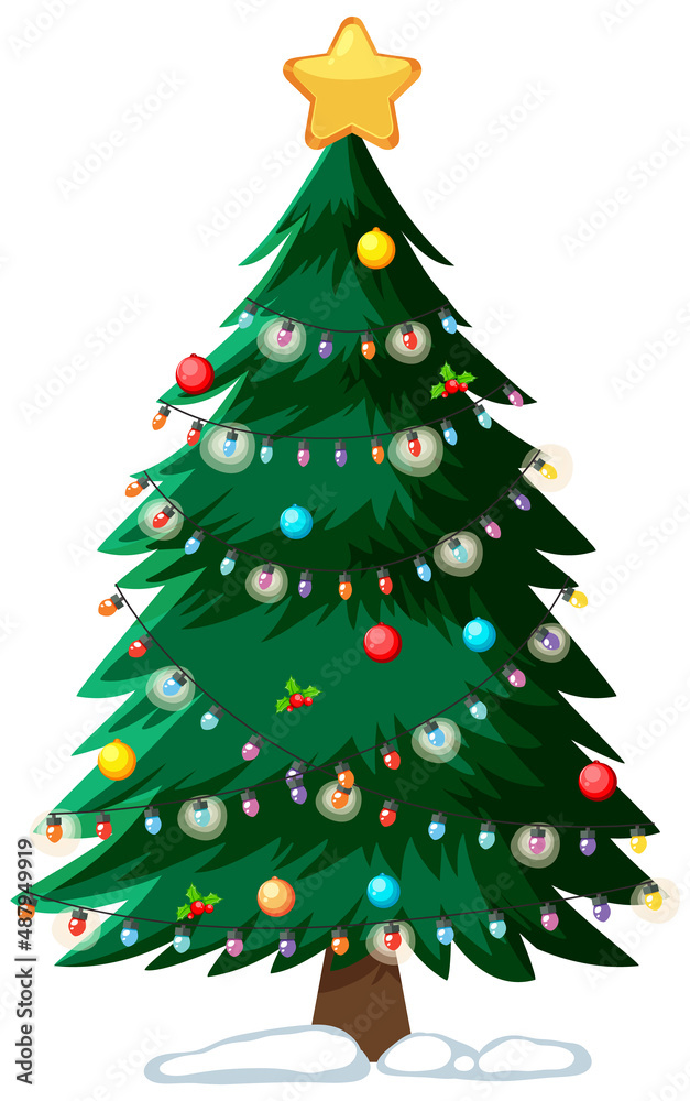 装饰着节日彩灯的圣诞树