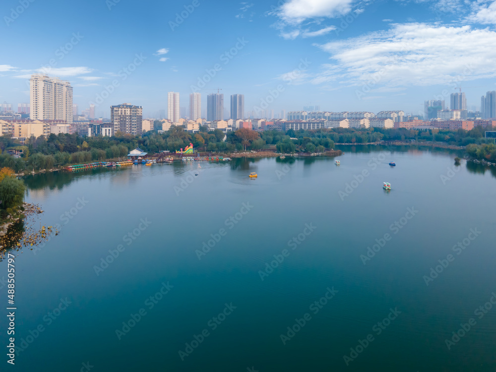 济宁老城建筑景观天际线航拍