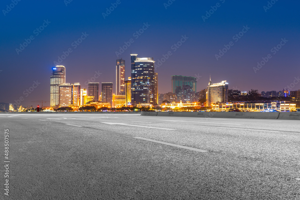 道路与中国现代城市建筑背景