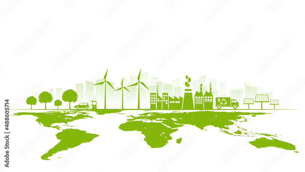 世界环境日，生态友好和可持续发展理念，矢量插图