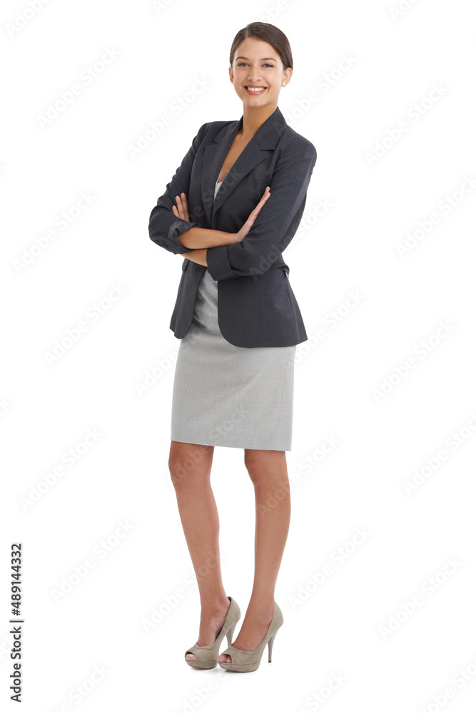 Shes the perfect professional package. Studio shot of an attractive young businesswoman isolated on 
