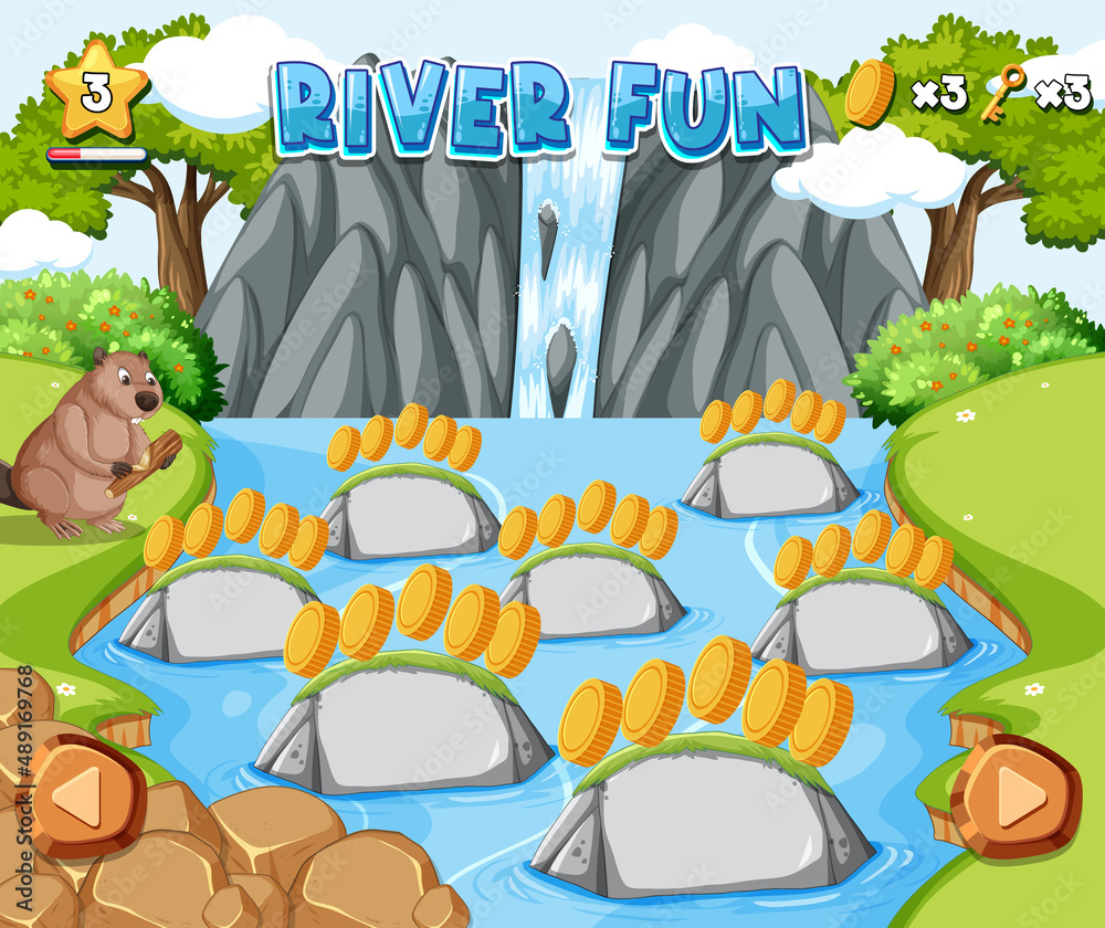 河中有空石头的游戏模板
