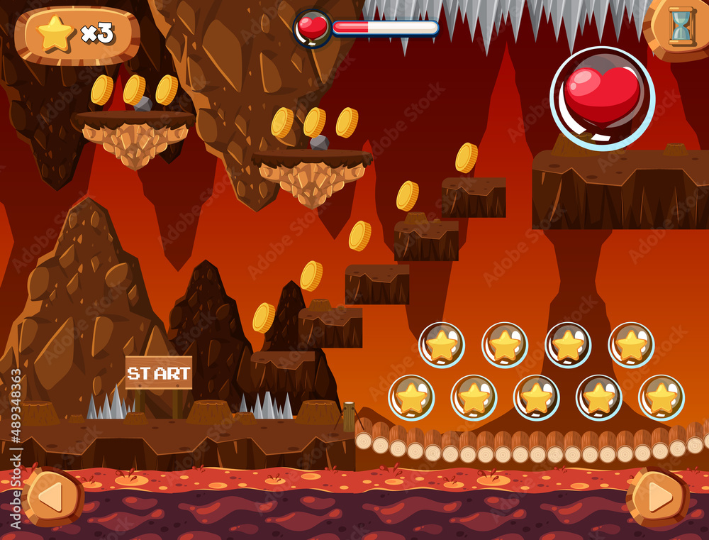 游戏模板地狱般的熔岩洞穴场景