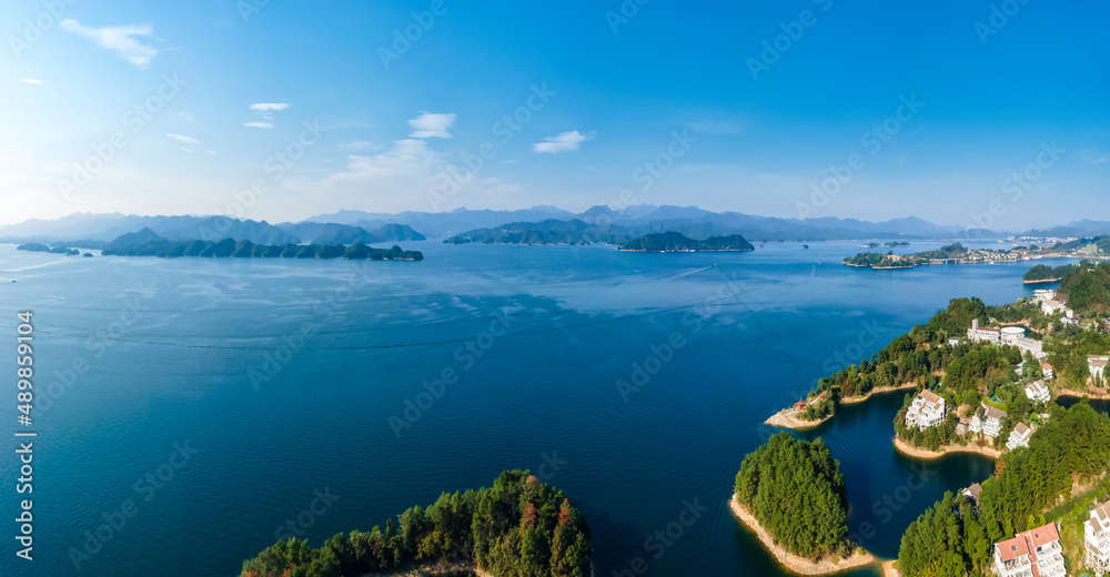 杭州千岛湖风景画航拍