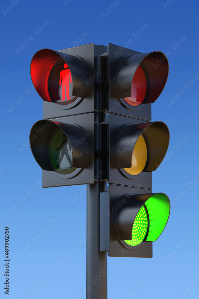 Traffic lights with sky background
