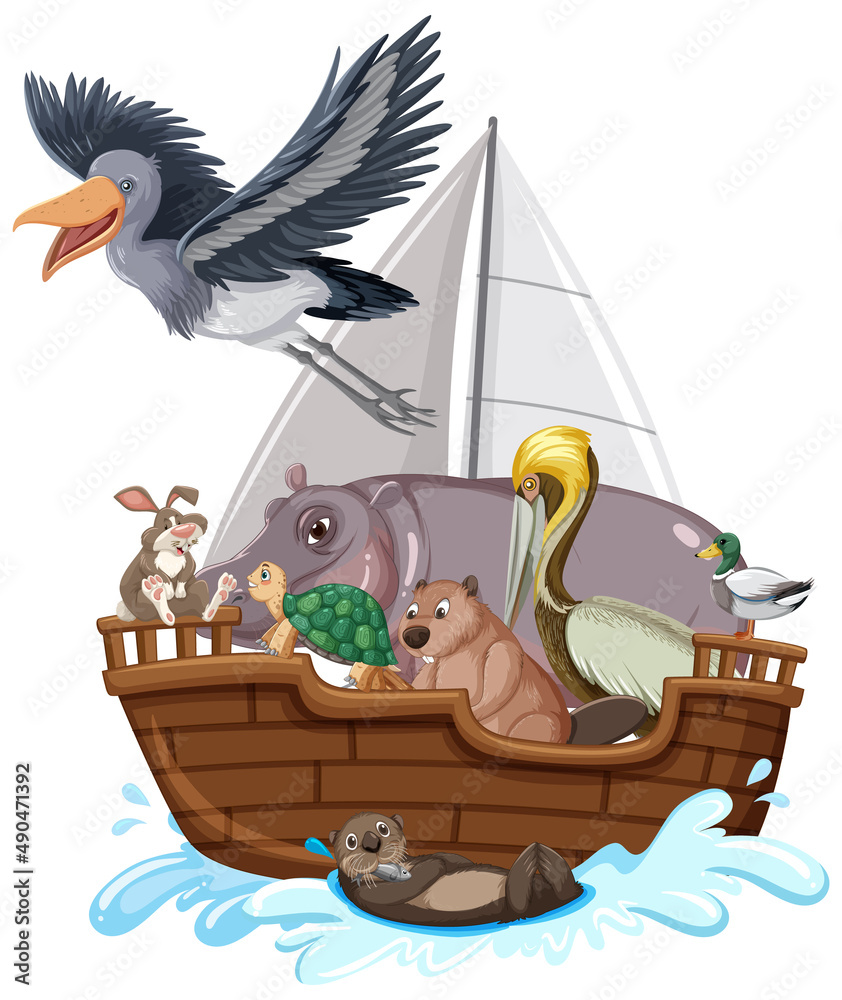 Many animals on the boat