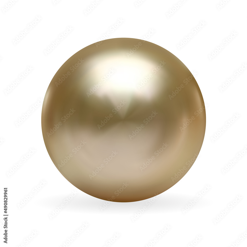 Realistic 3D Pearl isolated on white background. Illustration
