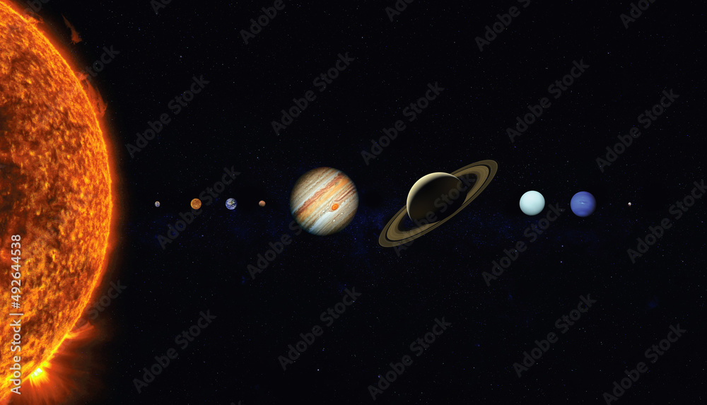 太阳系尺度。这张图片的元素由美国国家航空航天局提供