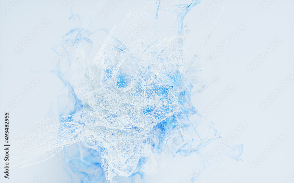 Wave pattern particles, abstract particle background, 3d rendering.