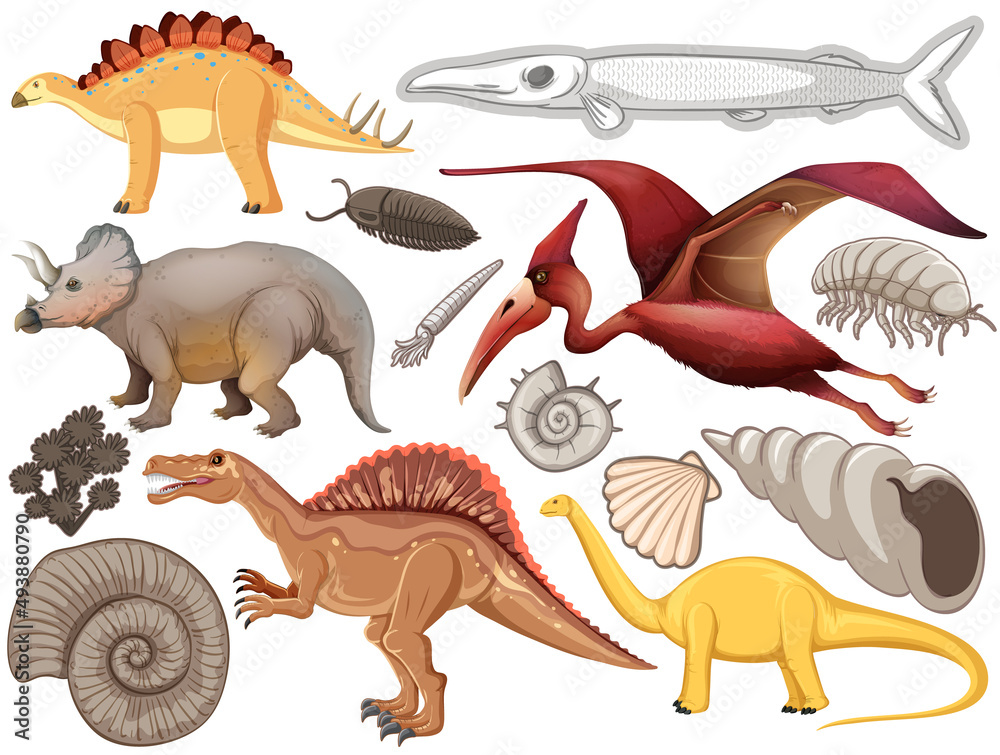 一套不同的史前恐龙动物