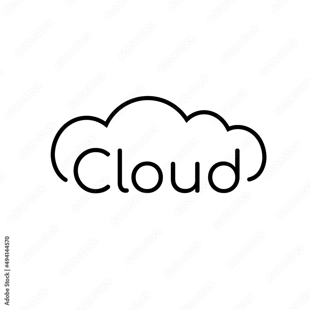 用于云存储、互联网服务器、主机、网站、无线数据访问的线性云徽标。Clou