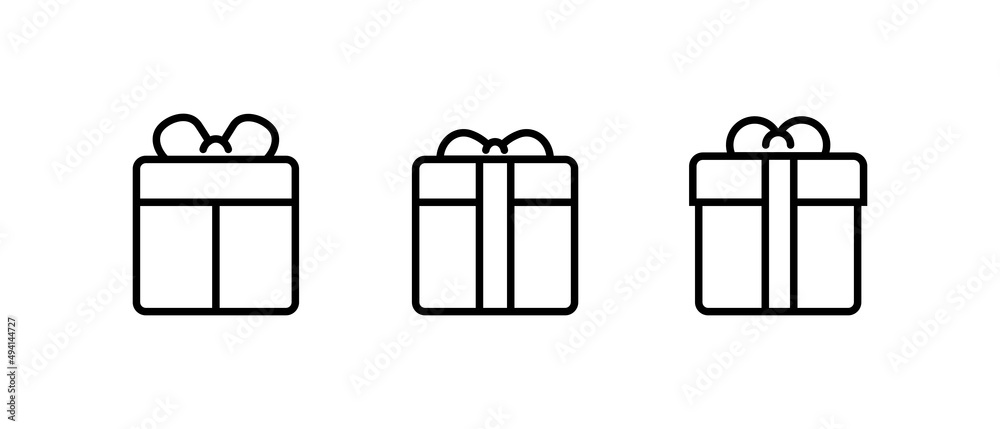 线性节日和惊喜礼物图标，用于捐赠和赞赏，用于尊重和感激的礼物a