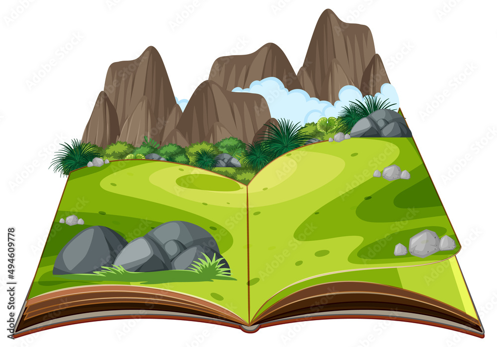 Pop up book with outdoor nature scene