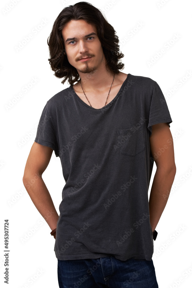 Ruggedly handsome. Handsome young casual man standing against a white background - portrait.