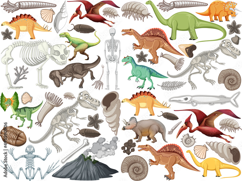 一套不同的史前恐龙动物