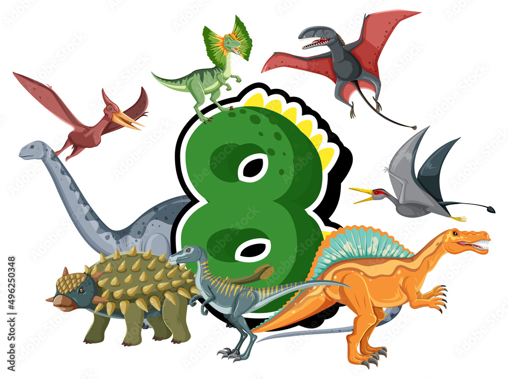 八只恐龙配八号卡通