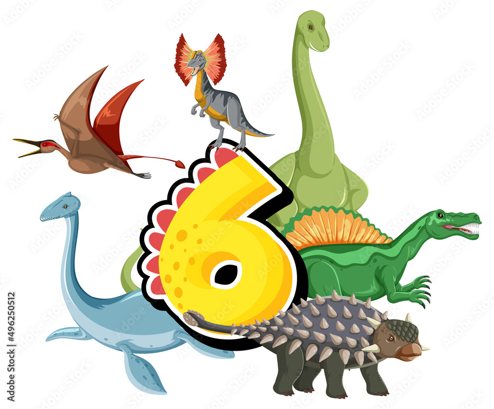 六只恐龙配六号卡通